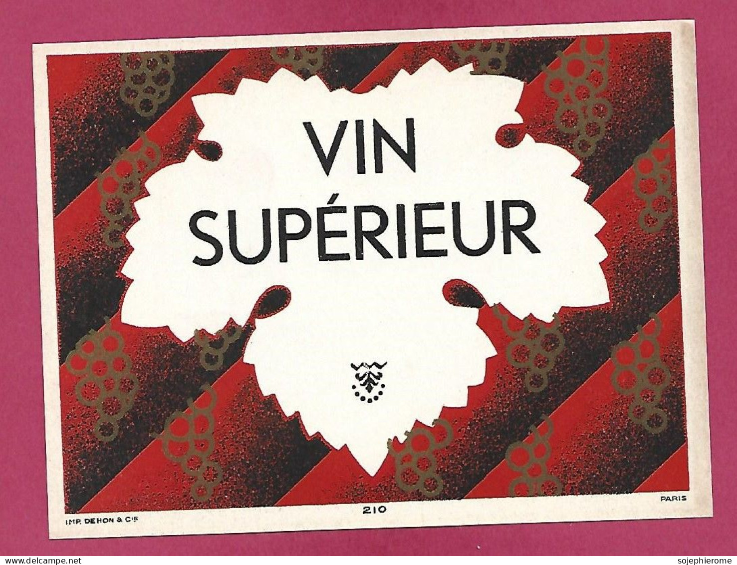 étiquette Vin Supérieur Feuille De Vigne - Altri & Non Classificati