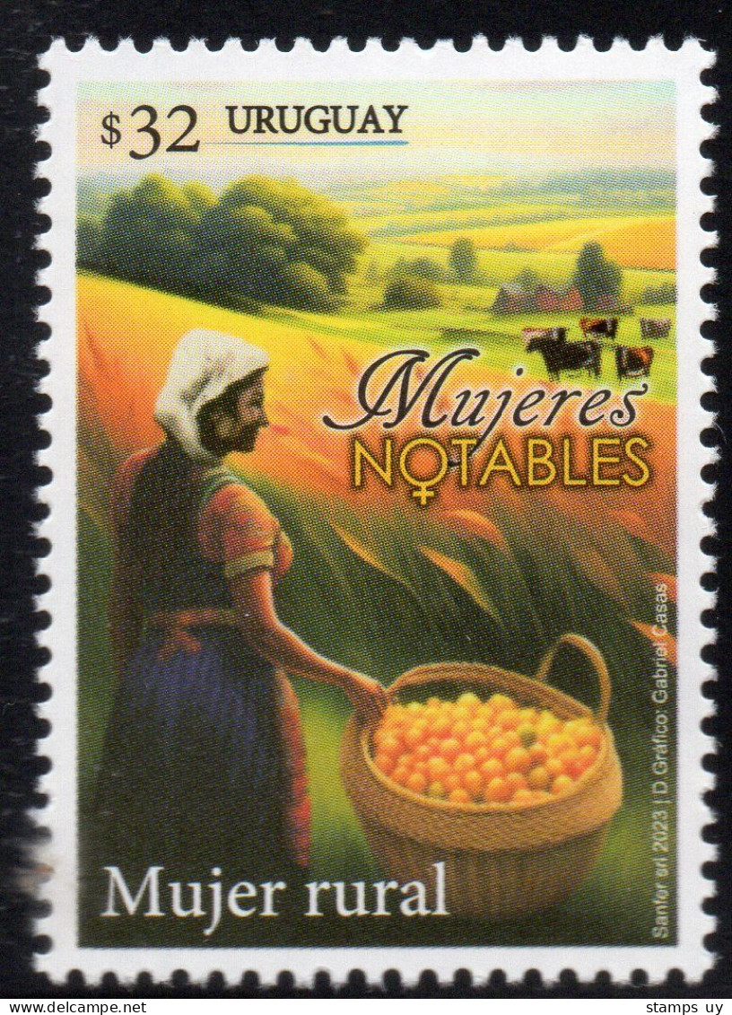 URUGUAY 2023 (Rural Women, Agriculture, Food, Fruits, Cows) - 1 Stamp - Agriculture