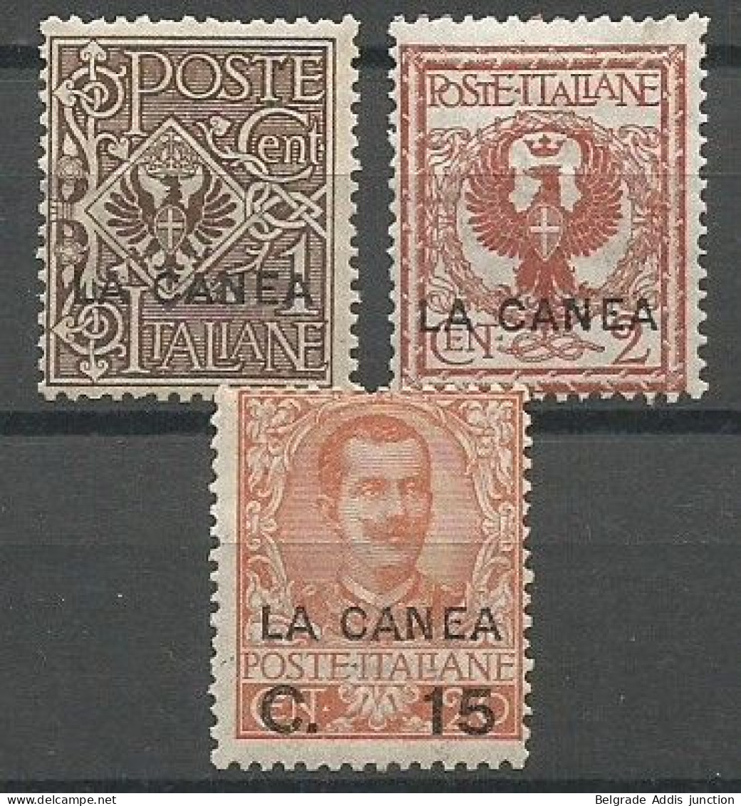 La Canea Italy Italia Greece Sassone 3, 4 & 7 MH / * 1905 - La Canea