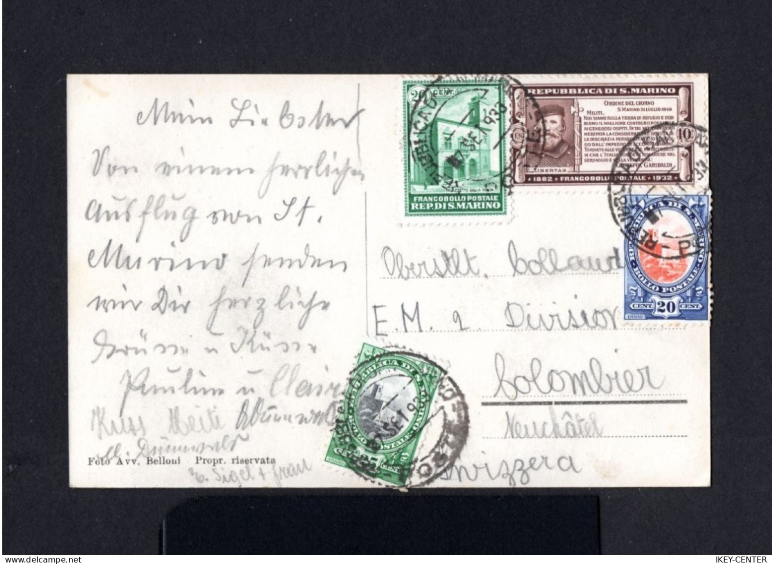 S5098-SAN MARINO-OLD POSTCARD SAINT MARIN To NEUCHATEL (switzerland).1933.WWII.Carte Postale.CARTOLINA.POSTKARTE - Cartas & Documentos