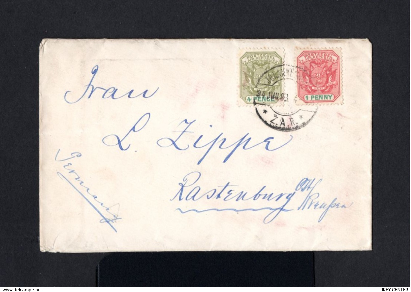 K298-SOUTH AFRICA-OLD COVER JOHANNESBURG To RASTENBURG (germany) 1901.Enveloppe AFRIQUE DU SUD - Nouvelle République (1886-1887)