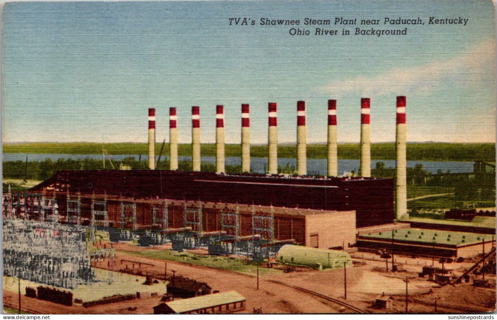 Kentucky TVA's Shawnee Steam Plant Near Paducah With Ohio River In Background Curteich - Other & Unclassified