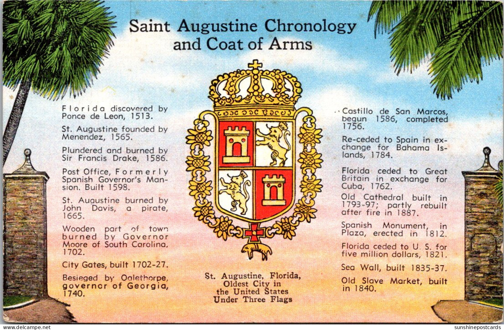Florida St Augustine Chronology And Coat Of Arms  - St Augustine