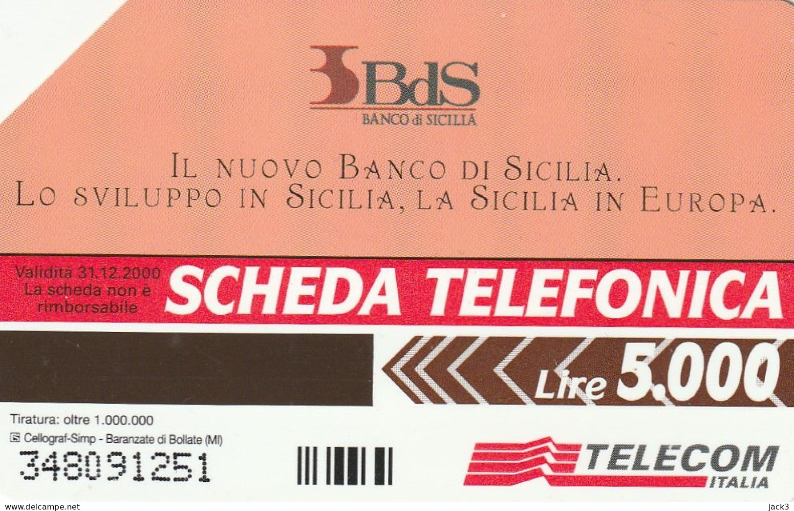 SCHEDA TELEFONICA TELECOM - IL NUOVO BANCO DI SICILIA (2 SCANS) - Public Themes