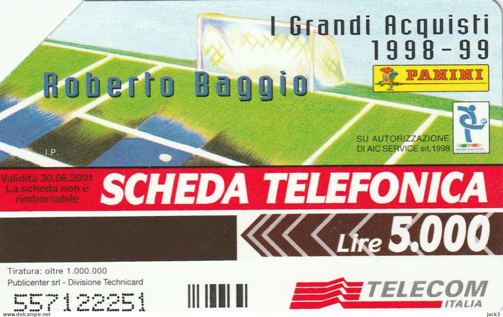 SCHEDA TELEFONICA TELECOM - ROBERTO BAGGIO (2 SCANS) - Publiques Thématiques