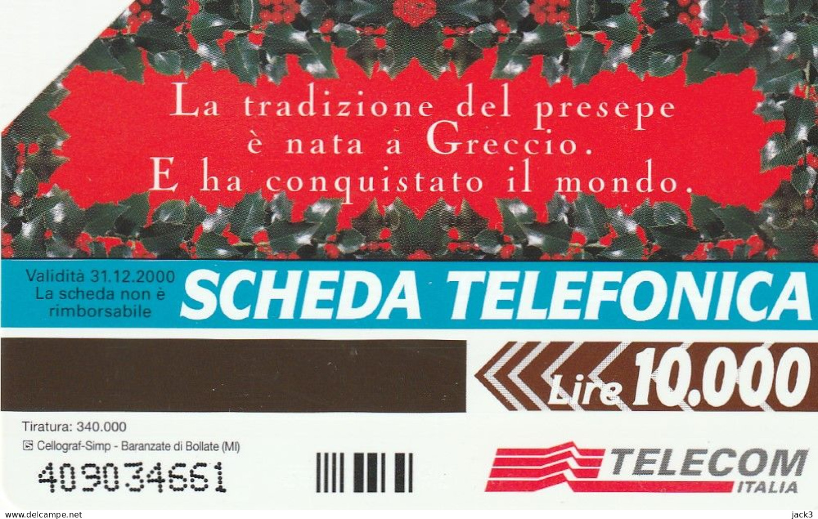 SCHEDA TELEFONICA TELECOM - PRESEPE VIVENTE DI GRECCIO - NATALE 1998 (2 SCANS) - Publiques Thématiques