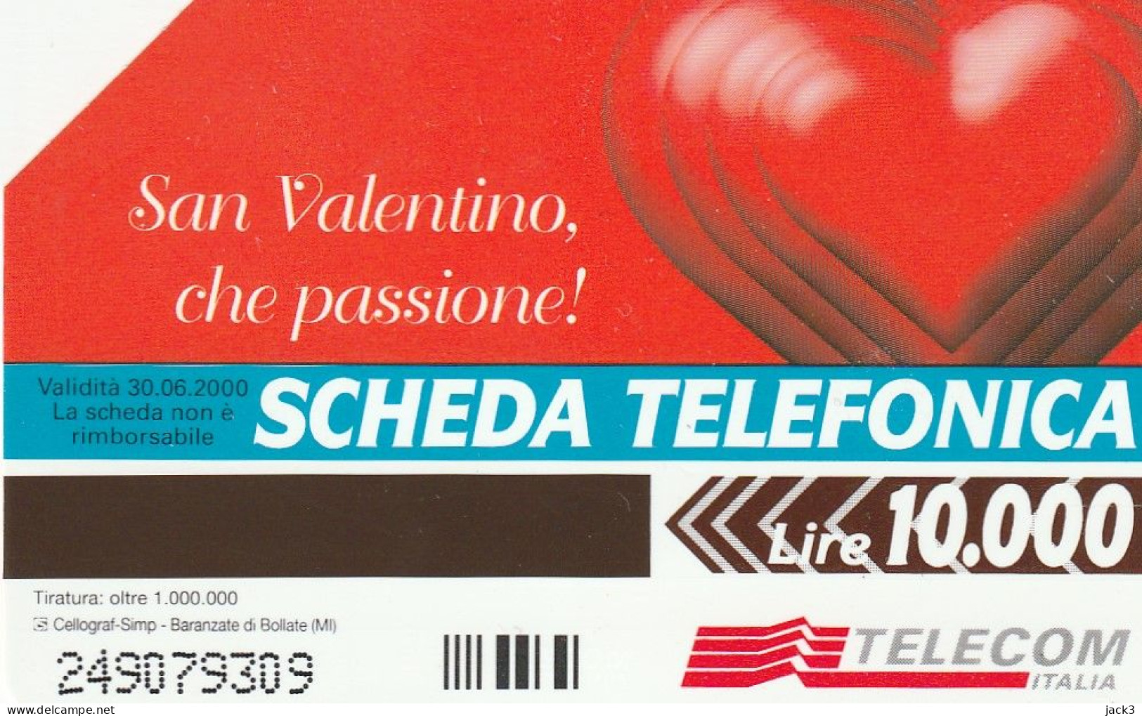 SCHEDA TELEFONICA TELECOM - SAN VALENTINO (2 SCANS) - Public Themes