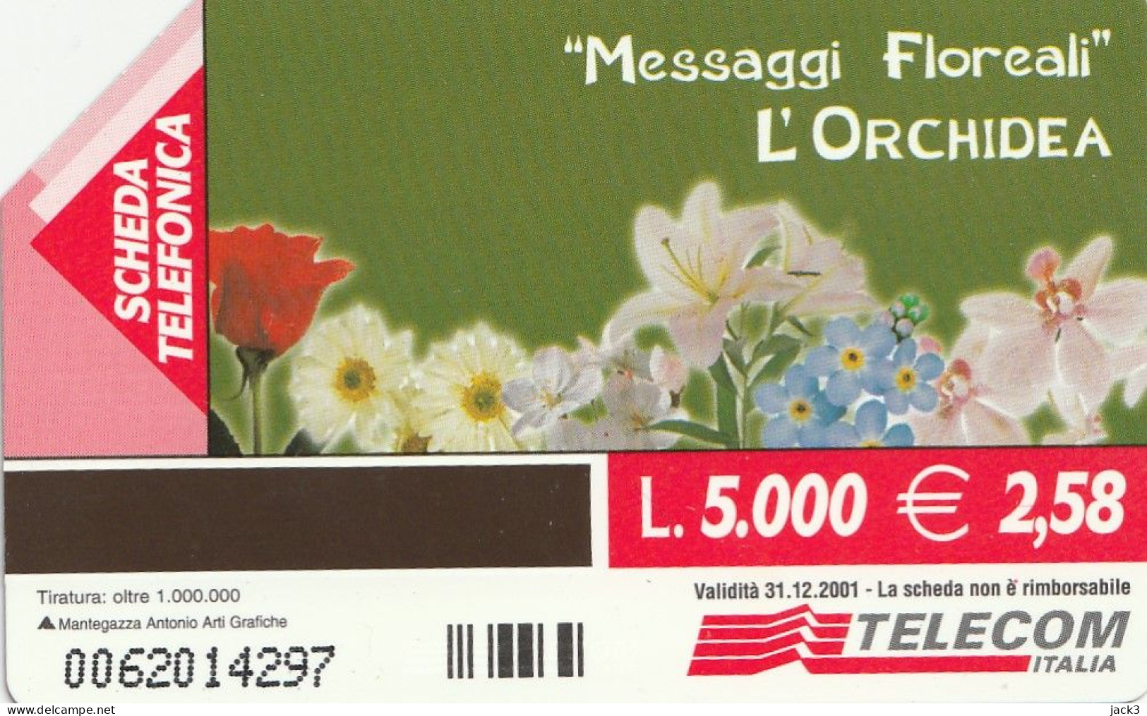 SCHEDA TELEFONICA TELECOM - MESSAGGI FLOREALI - L'ORCHIDEA (2 SCANS) - Pubbliche Tematiche