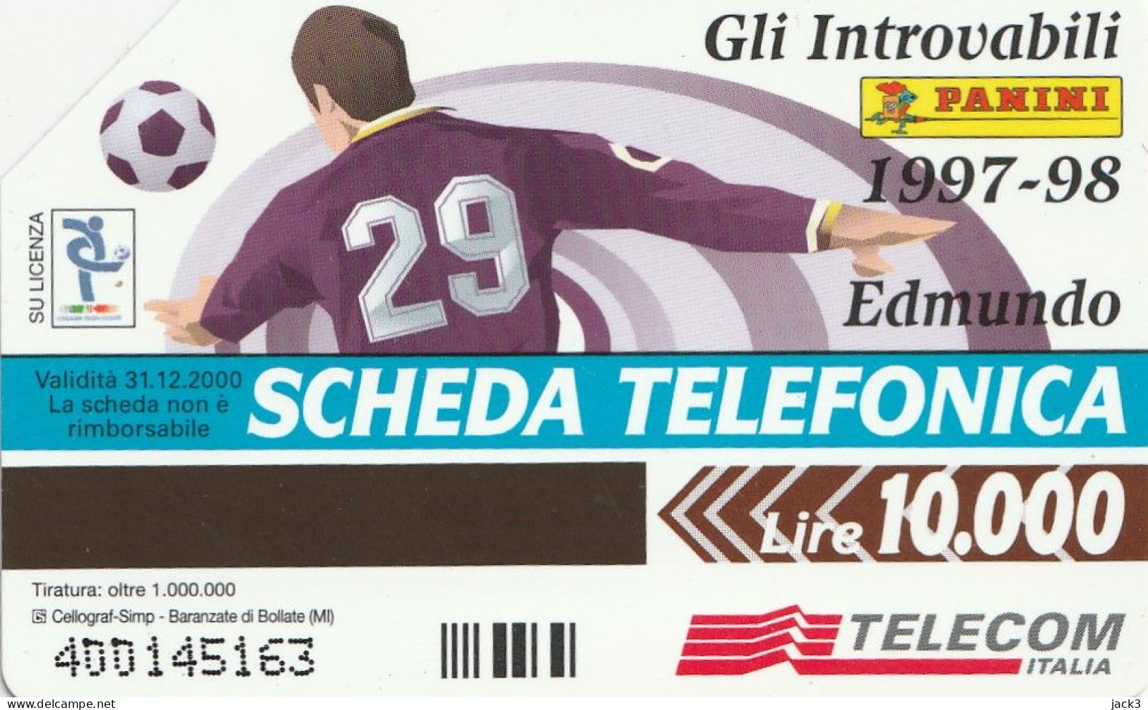 SCHEDA TELEFONICA TELECOM - EDMUNDO (2 SCANS) - Públicas Temáticas