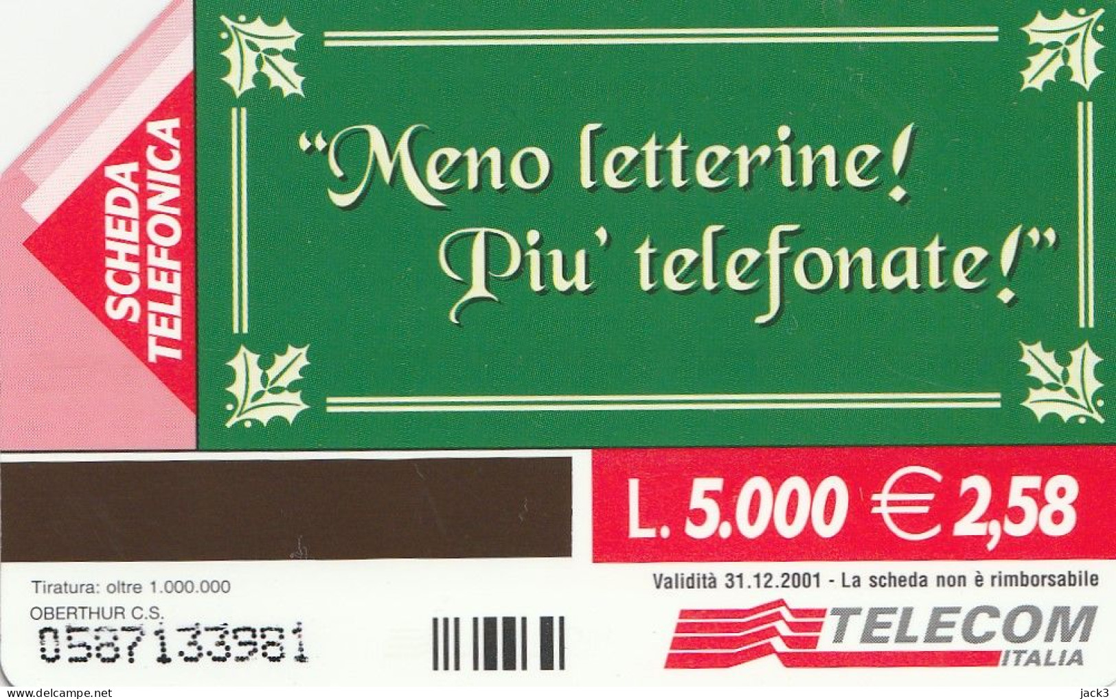 SCHEDA TELEFONICA TELECOM - NATALE 1999  (2 SCANS) - Öff. Themen-TK