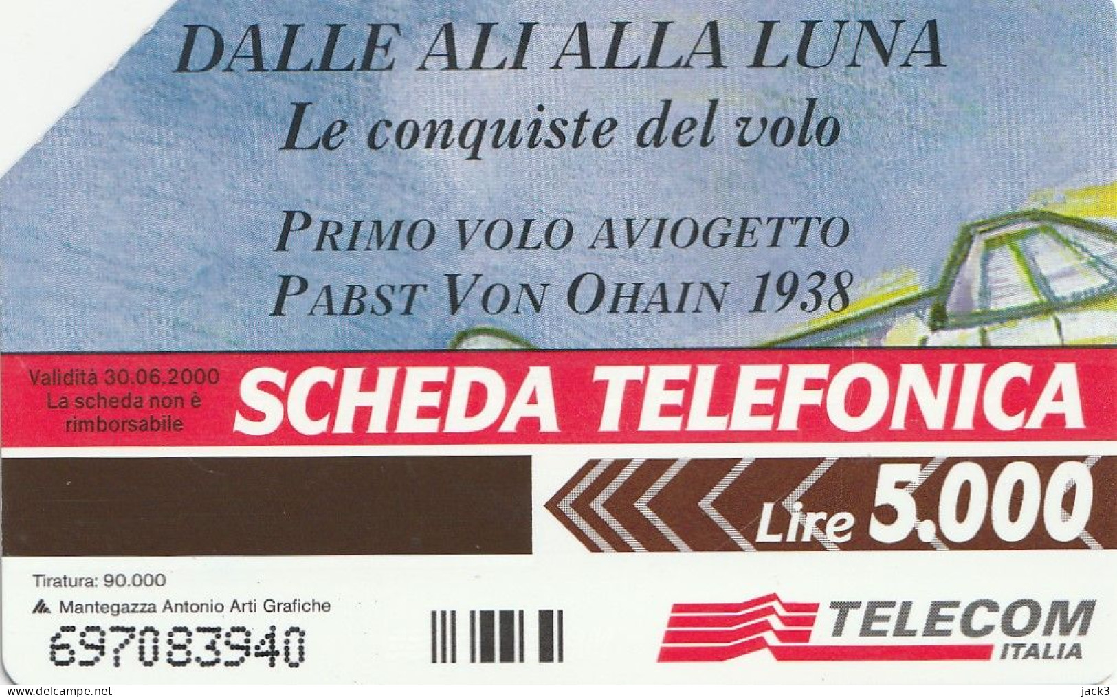 SCHEDA TELEFONICA TELECOM - PRIMO VOLO AVIOGETTO  (2 SCANS) - Publiques Thématiques