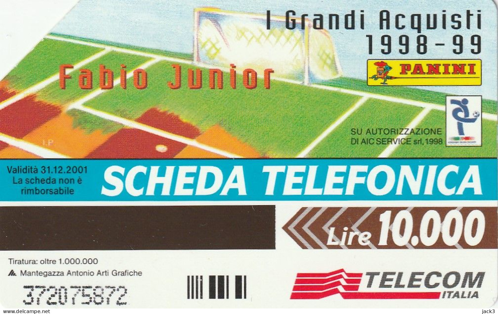 SCHEDA TELEFONICA TELECOM - FABIO JUNIOR  (2 SCANS) - Publiques Thématiques