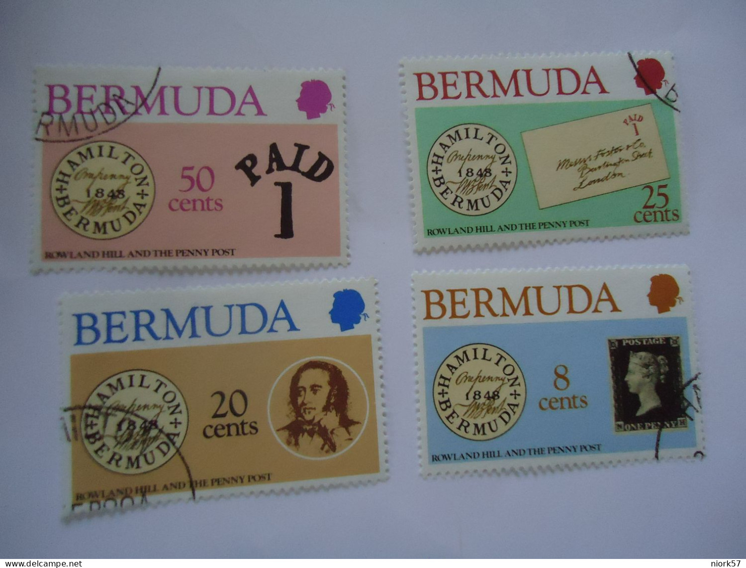BERMUDA   USED  4 STAMPS  ON STAMPS ROWLAND HILL - Bermuda