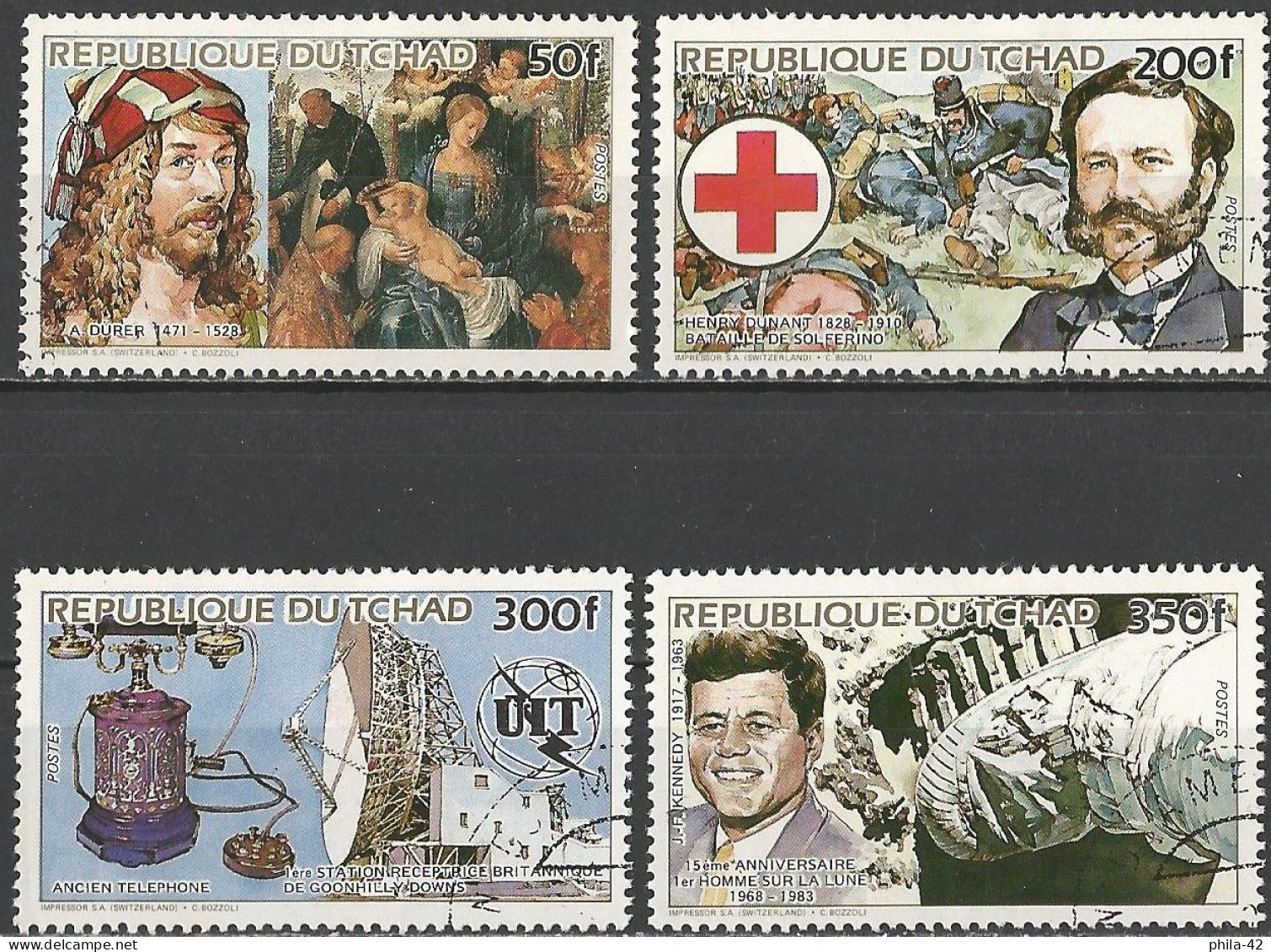 Chad 1984 - Mi 1044/47 - YT 443/46 ( Celebrities & Events ) Complete Set - Tchad (1960-...)