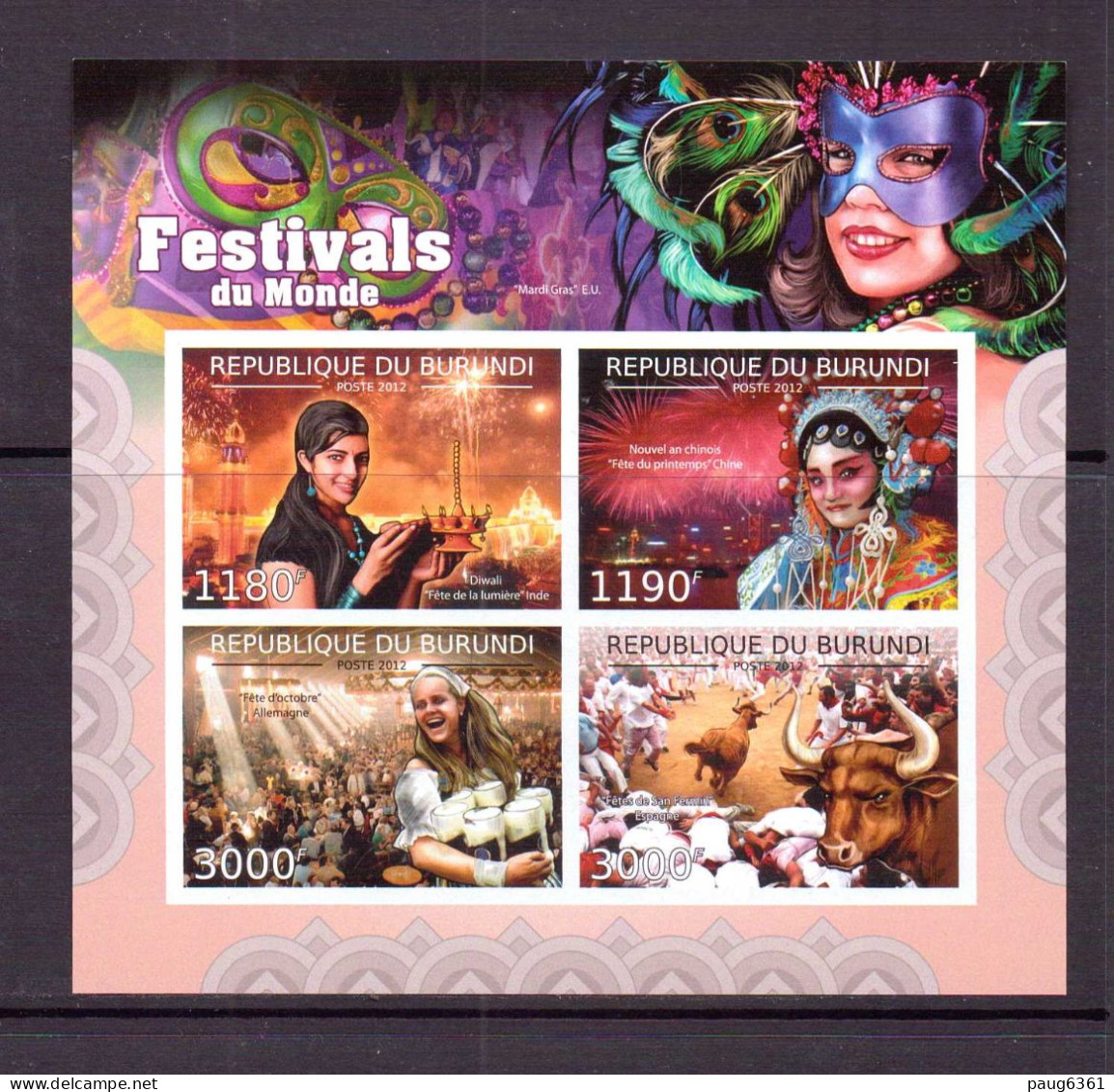 BURUNDI 2012  FESTIVAL  YVERT N°1656/59 NEUF MNH** - Carnaval