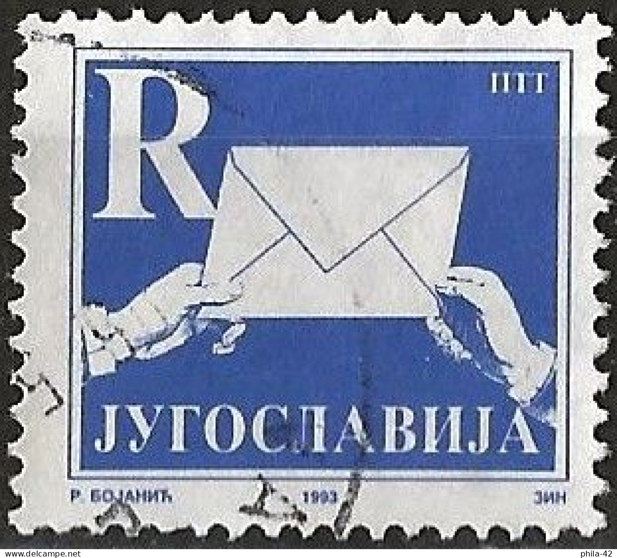 Yugoslavia 1993 - Mi 2607 IA - YT 2477A ( Hands With Letter, Letter "R" ) Perf. 13¼ - Usados