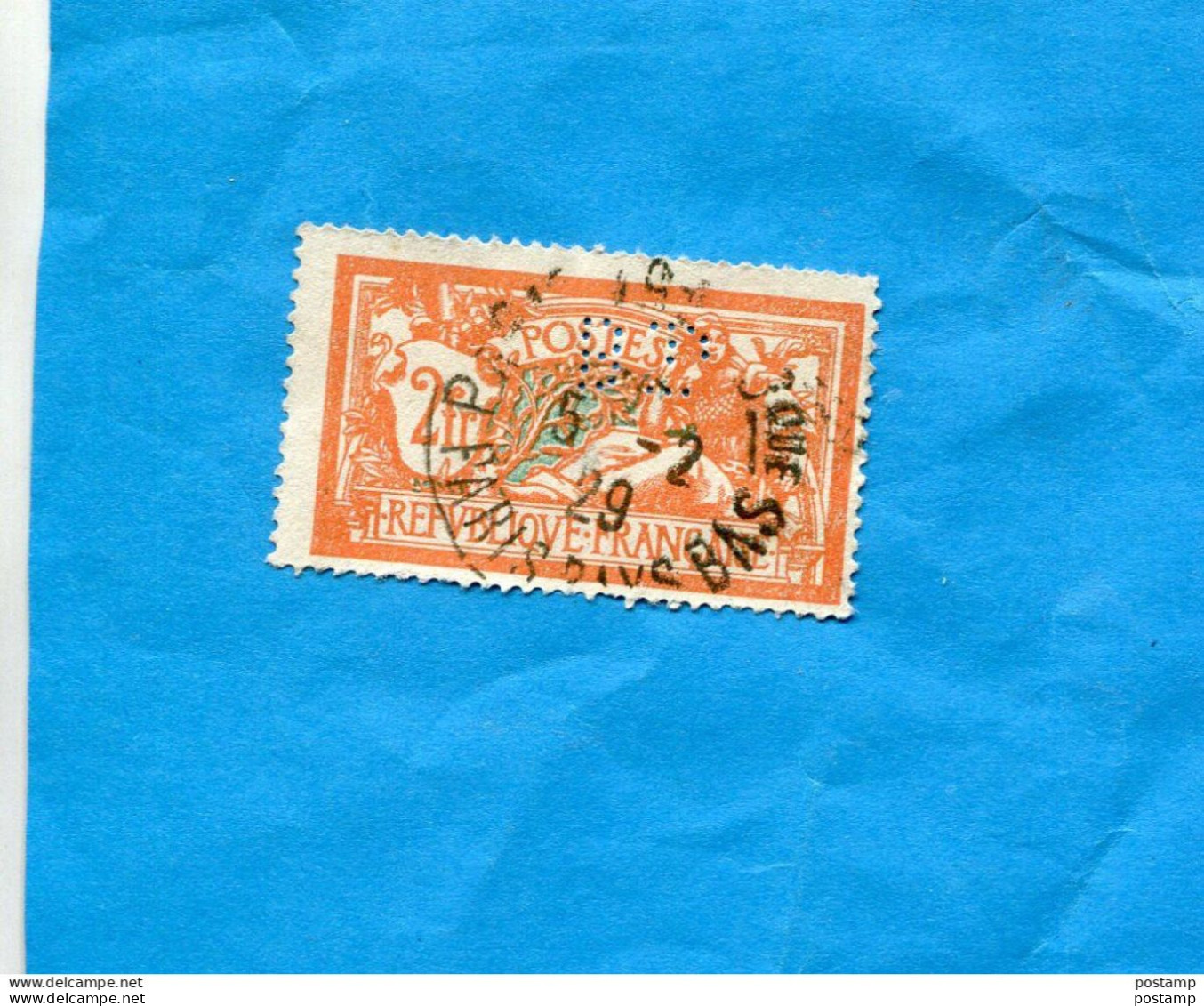 FRANCE-perforés-perfins- Type MersonN°145 Yvert-2frs Perf B D-bel état Recto Verso - Unused Stamps