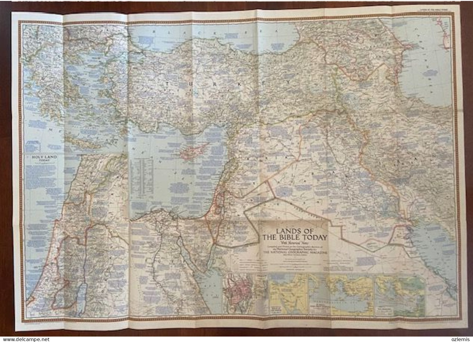 LANDS OF THE BIBLE TODAY WITH HISTORICAL NOTES ,THE NATIONAL GEOGRAPHIC MAGAZINE ,1956 ,MAP - Atlases, Maps