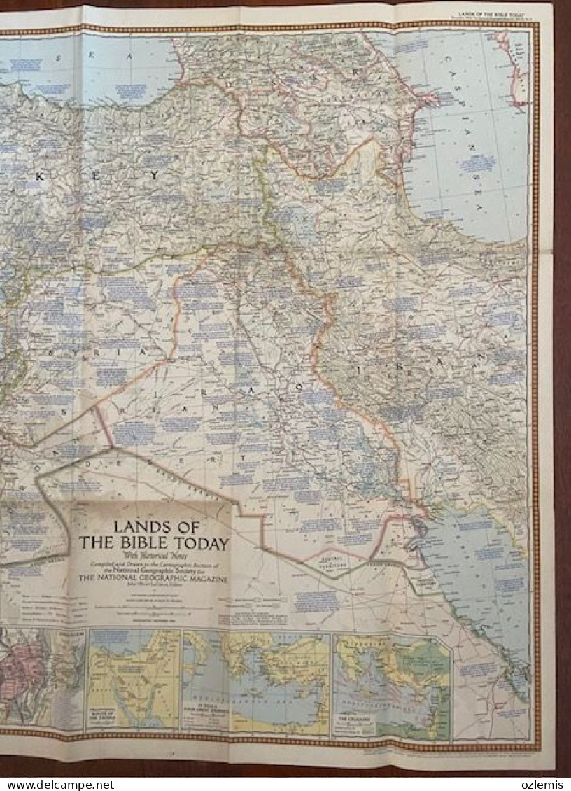 LANDS OF THE BIBLE TODAY WITH HISTORICAL NOTES ,THE NATIONAL GEOGRAPHIC MAGAZINE ,1956 ,MAP - Atlas, Cartes