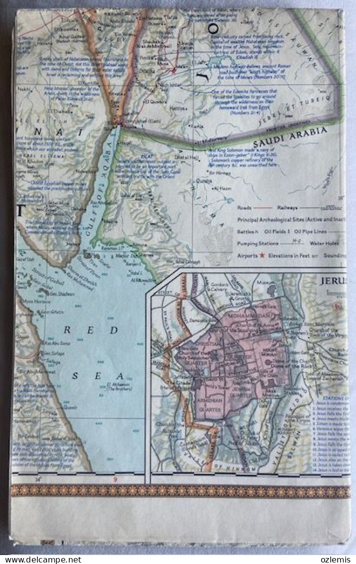 LANDS OF THE BIBLE TODAY WITH HISTORICAL NOTES ,THE NATIONAL GEOGRAPHIC MAGAZINE ,1956 ,MAP - Atlases, Maps