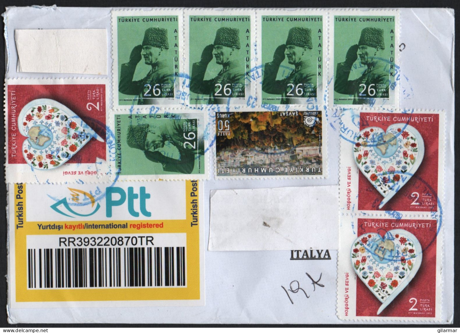 TURKEY 2023 - REGISTERED ENVELOPE - TOLERANCE AND AFFECTION / KEMAL ATATURK / CALM CITIES: SAVSAT - Cartas & Documentos