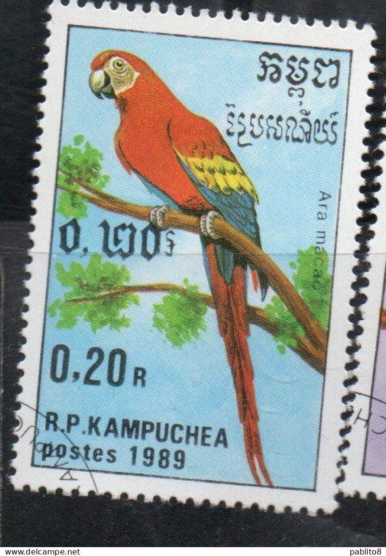 CAMBODIA KAMPUCHEA CAMBOGIA 1989 BIRD FAUNA BIRD ARA MACAO 20c USED USATO OBLITERE' - Kampuchea