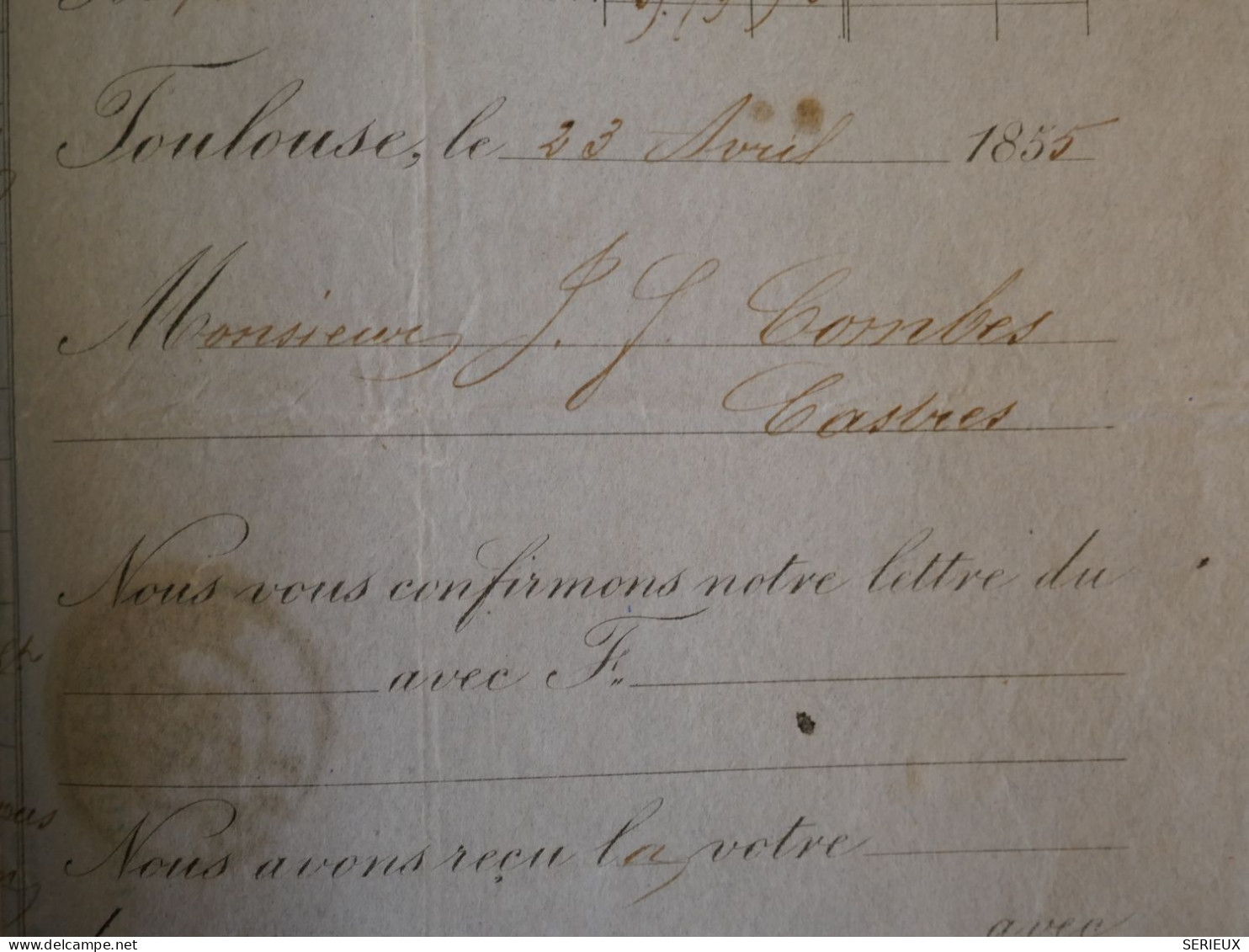 BU11  FRANCE  BELLE LETTRE RR 1855 TOULOUSE A CASTRES + NAP. N° 16  40C  + AFF. INTERESSANT+ - 1853-1860 Napoleon III