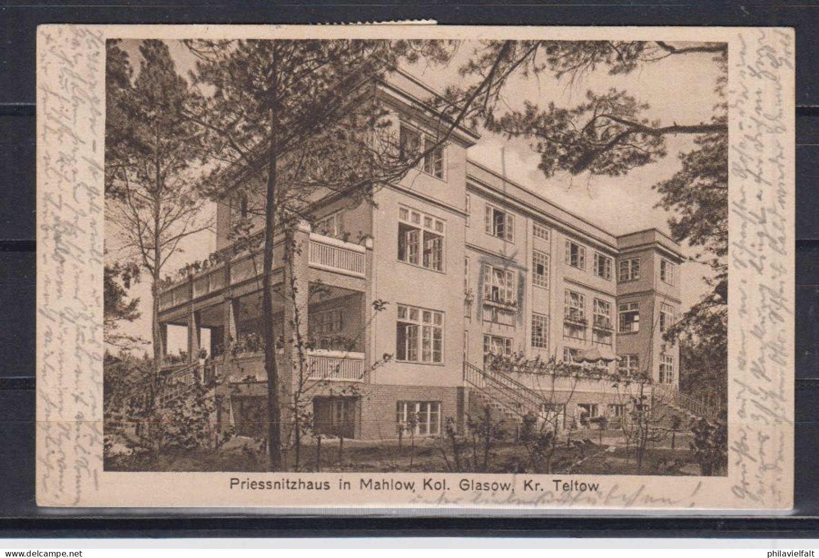 Dt.Reich1929 Fotokarte " Priessnitzhaus In Mahlow,Kol.Glasgow,Kr.Teltow " , Gelaufen Mit CSR Nachporto - Teltow