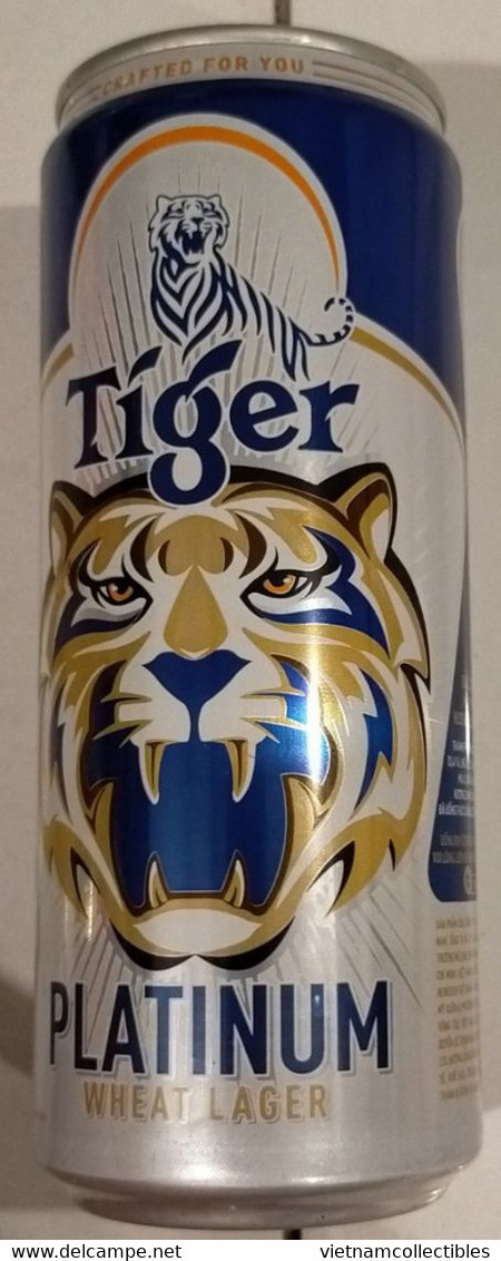 Vietnam Viet Nam TIGER PLATINUM 330 Ml Empty Beer Slim Can / Opened By 2 Holes - Cannettes