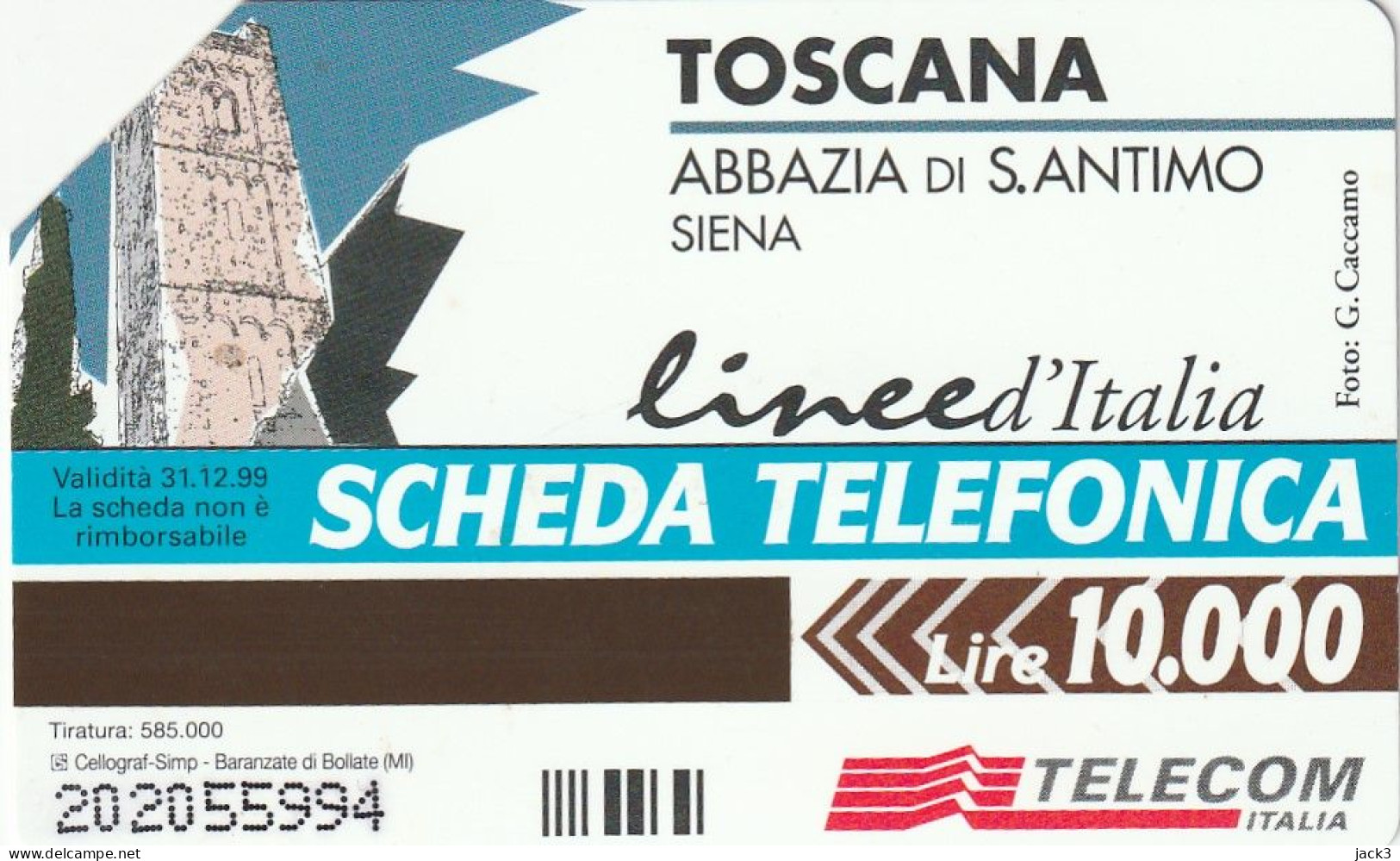 SCEDA TELEFONICA - TOSCANA - ABBAZIA DI SAN ANTIMO - SIENA (2 SCANS) - Publieke Thema