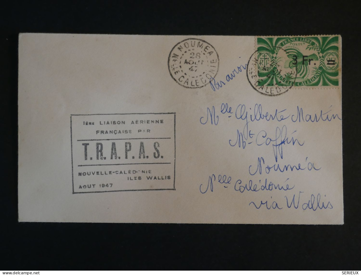 BU11  NOUVELLE CALEDONIE  BELLE  LETTRE   1947  NOUMEA    +WALLIS + AFF .INTERESSANT+ - Storia Postale