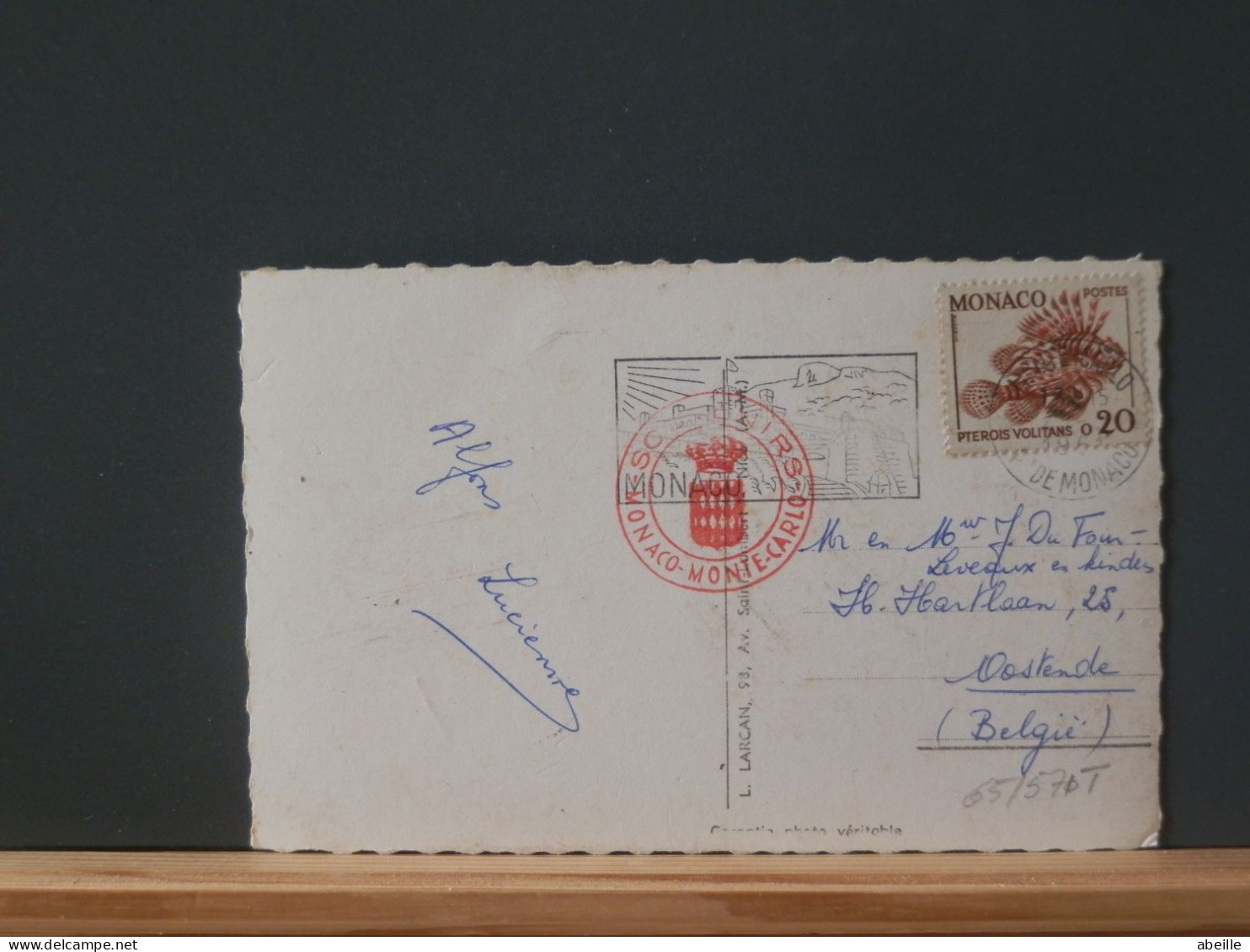 65/571T  CP  MONACO  POUR LA BELG.  1961 - Briefe U. Dokumente