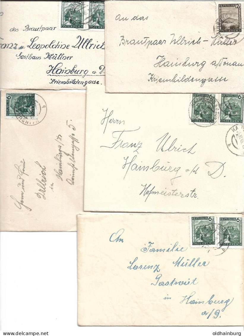 0591r: Bunte Landschaften, 5 Ortsbriefe Innerhalb Von Hainburg An Der Donau Gelaufen - Hainburg