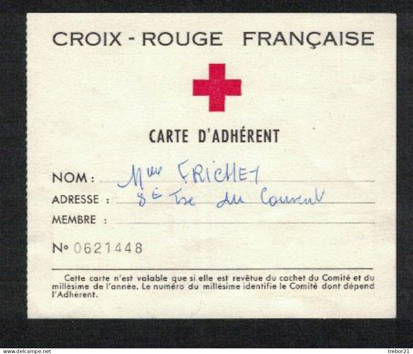 Carte Adhérent Croix Rouge 1971 - Rode Kruis