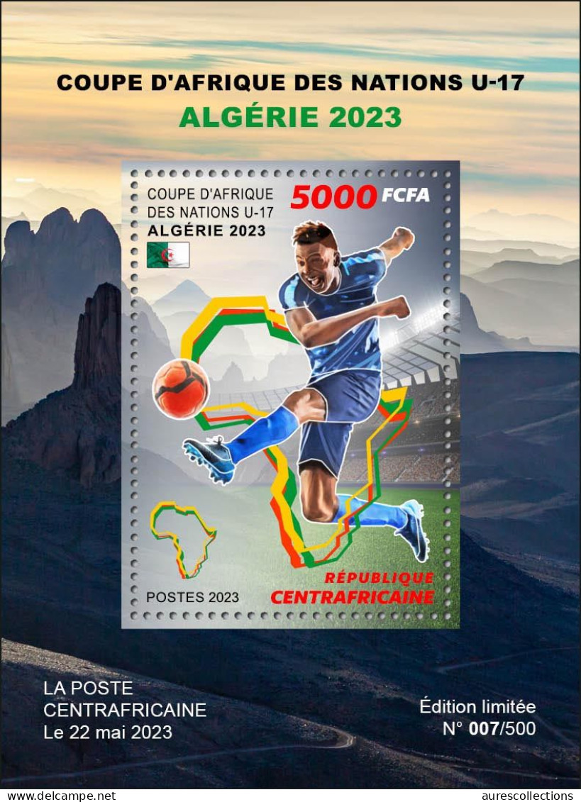 CENTRAL AFRICAN 2023 - SHEET 1V - FOOTBALL AFRICA CUP OF NATIONS ALGERIA ALGERIE COUPE D' AFRIQUE HOGGAR MOUNTAINS - MNH - Africa Cup Of Nations