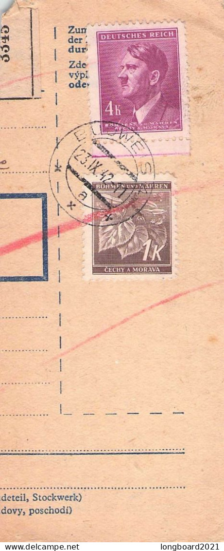 BÖHMEN & MÄHREN - PAKETABSCHNITT BUDWEIS 1942 Mi 67, 103 / *199 - Used Stamps