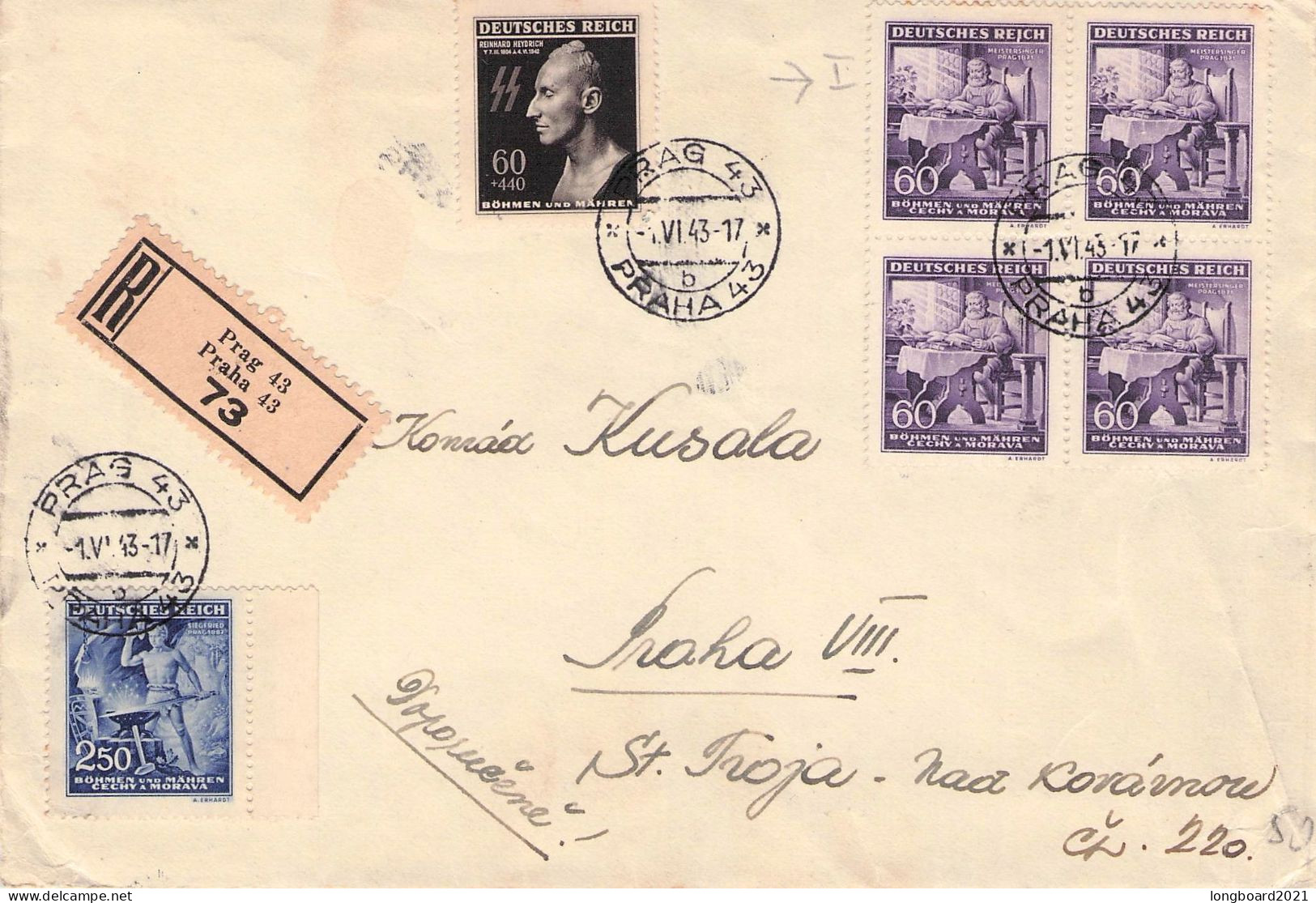 BÖHMEN & MÄHREN - EINSCHREIBEN PRAG 1943 / *200 - Used Stamps