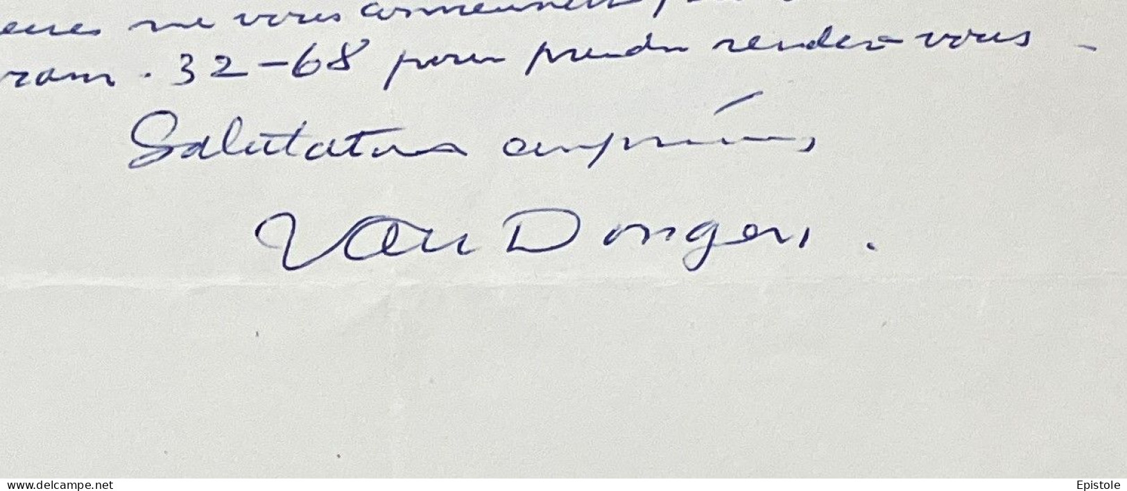 Kees Van DONGEN – Lettre Autographe Signée – Lithographie - 1956 - Schilders & Beeldhouwers