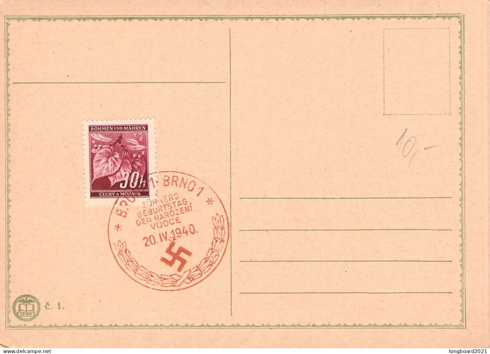 BÖHMEN & MÄHREN - SONDERSTEMPEL BRÜNN 20.4.1940 / *202 - Usados