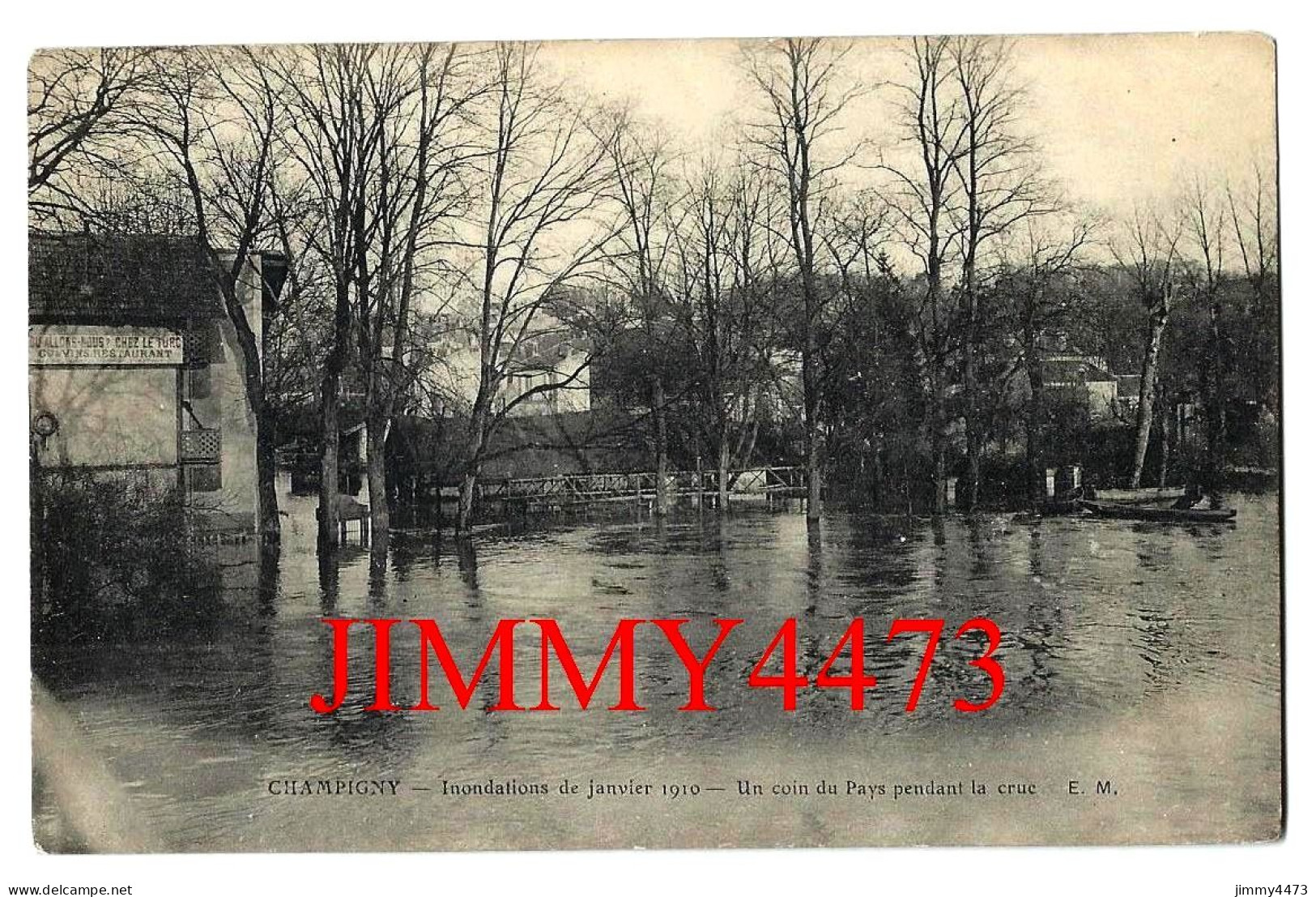 CPA - CHAMPIGNY - Inondations De Janvier 1910 - Un Coin Du Pays Pendant La Crue - E. M. - Inondations