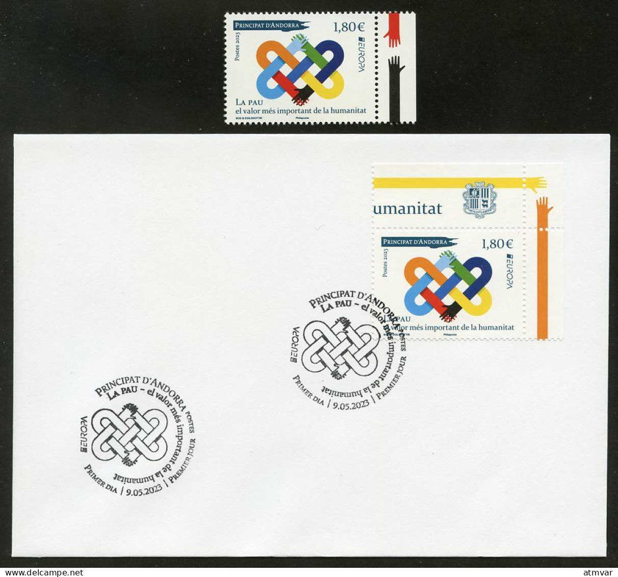 ANDORRA Postes (2023) EUROPA La Pau, El Valor Més Important, Peace The Highest Value Humanity - First Day Cover + Stamp - Verzamelingen