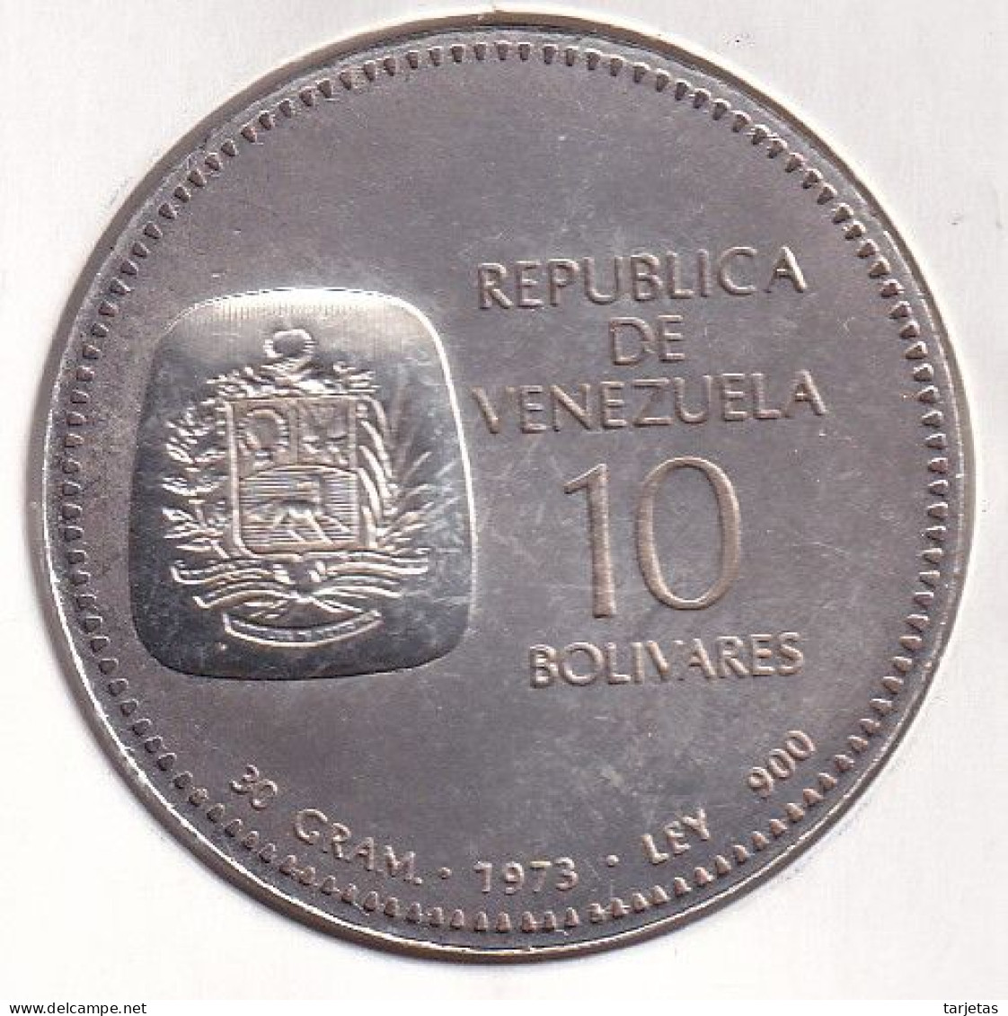 MONEDA DE PLATA DE VENEZUELA DE 10 BOLIVIARES DEL AÑO 1973 (COIN) - Venezuela