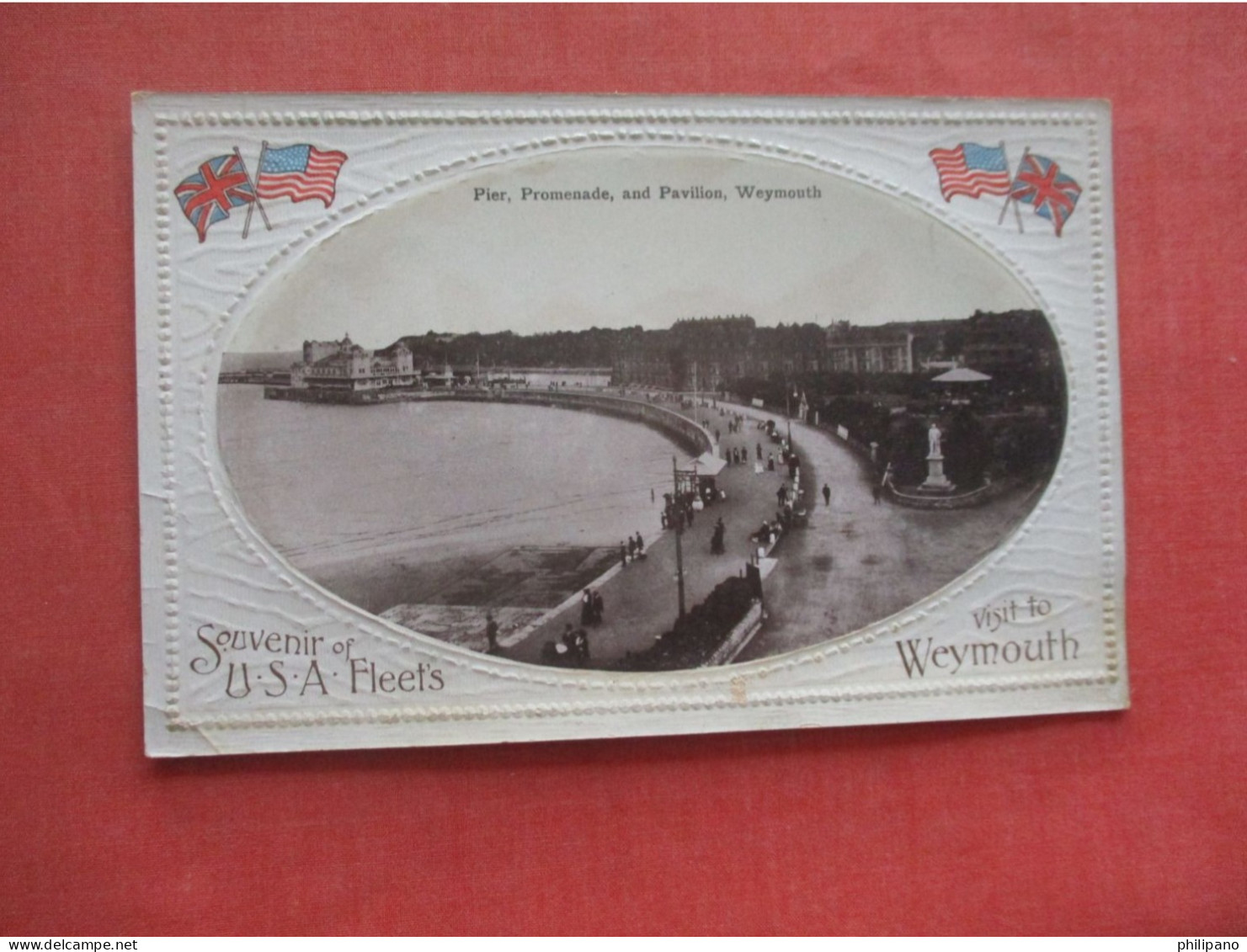 Embossed Souvenir Of USA Fleets  Visit To Weymouth.   Pier Weymouth. England > Dorset > Weymouth     Ref 6114 - Weymouth