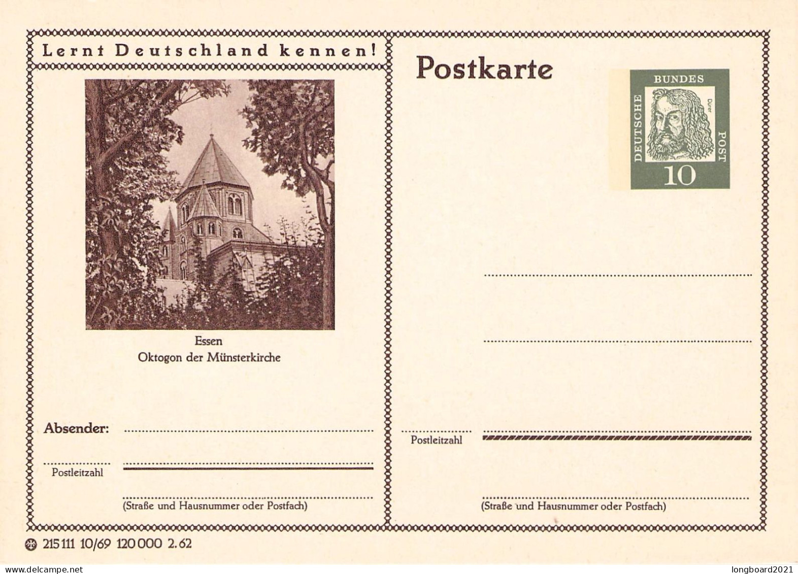 BRD - BILDPOSTKARTE 1962 ESSEN - OKTOGAN DER MÜNSTERKIRCHE / *211 - Illustrated Postcards - Mint