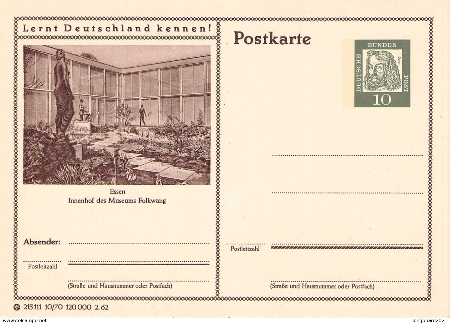 BRD - BILDPOSTKARTE 1962 ESSEN - MUSEUM FOLKWANG / *212 - Postales Ilustrados - Nuevos