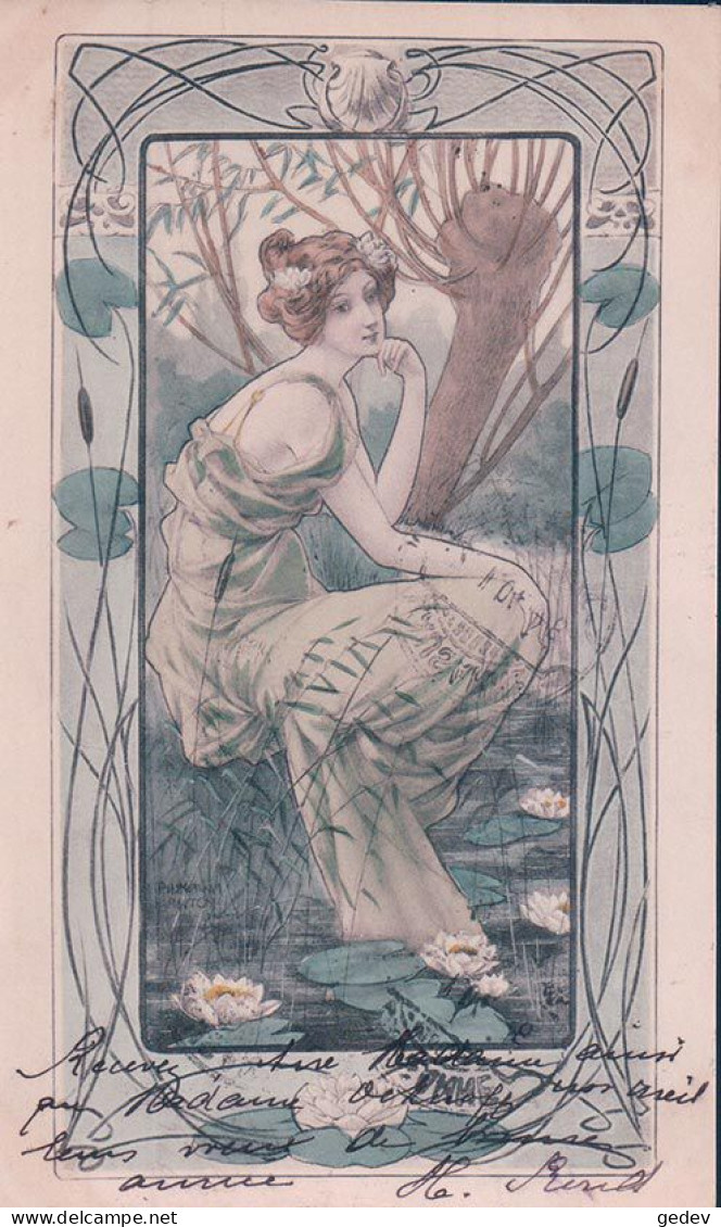 Anton Pinkawa Illustrateur, Mode, Jeune Fille, Litho, Art Nouveau (Vienne 122) - Pinkawa