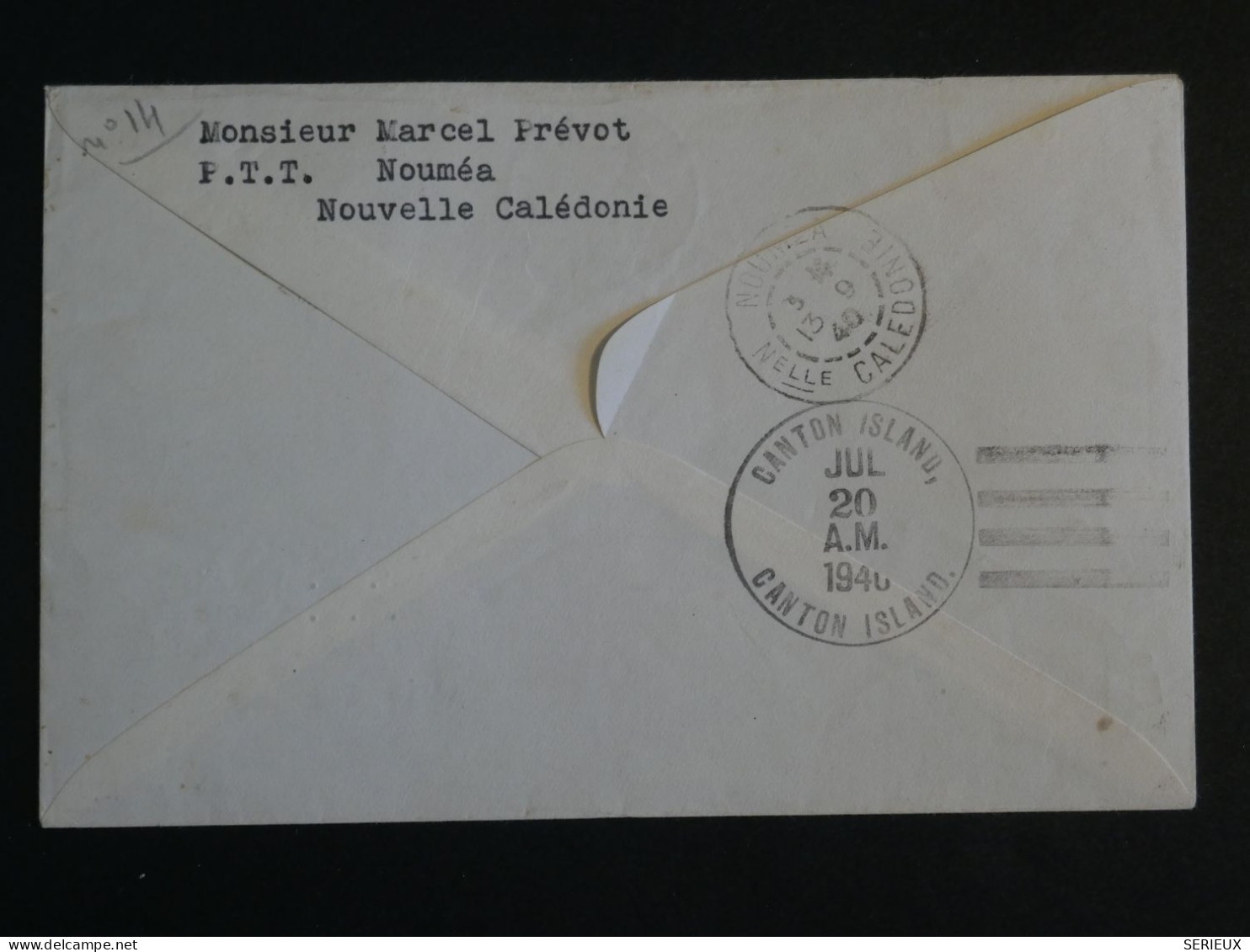 BU11   NOUVELLE CALEDONIE  BELLE  LETTRE RR   1940 1ER VOL   NOUMEA . CANTON USA  PANAIR AMERICAN   ++ AFF .PLAISANT+ - Covers & Documents