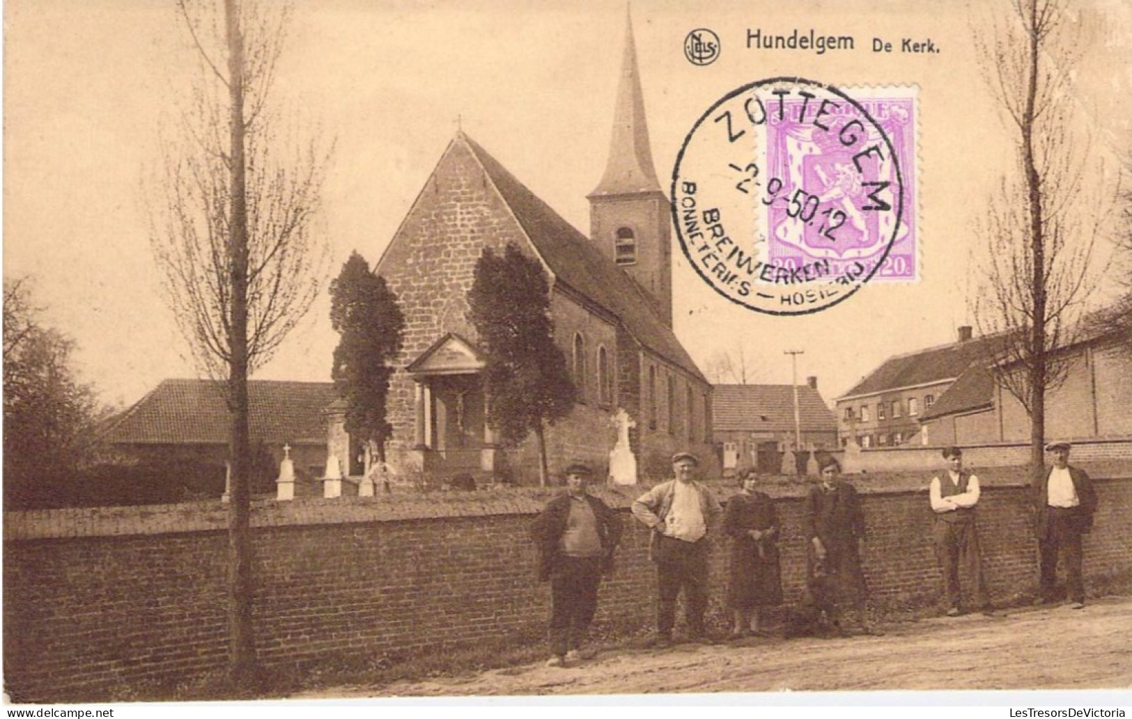 Belgique - Hundelgem - De Kerk - Nels - Eglise - Animé - Théophile De Backer - Carte Postale Ancienne - Zwalm