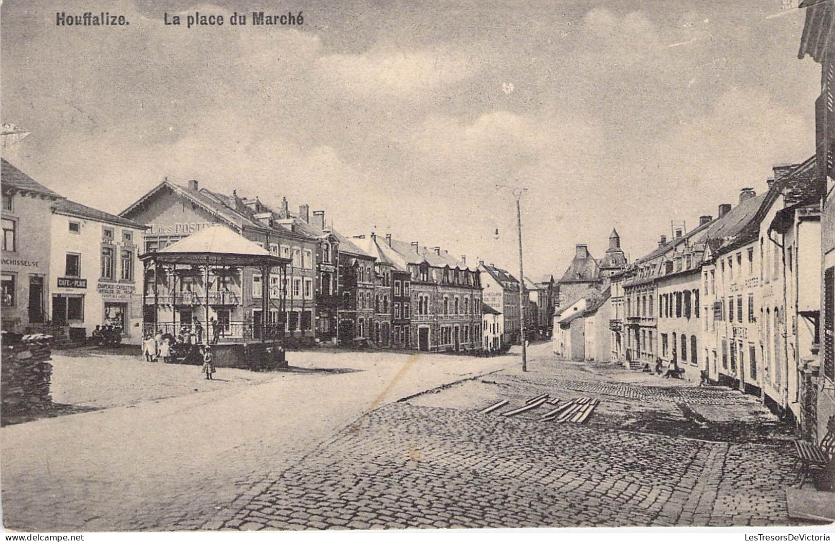 Belgique - Houffalize - La Place Du Marché - Kiosque - E. Lemaire - Carte Postale Ancienne - Bastogne