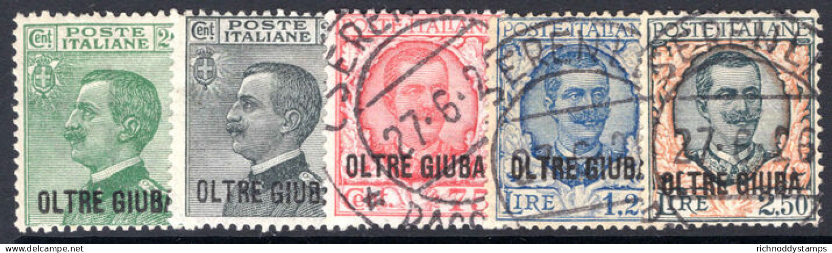 Jubaland 1925-26 Set Fine Used (20c And 30c Lightly Mounted Mint. Top Values Signed Sorani. - Oltre Giuba